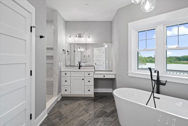 Beautiful Bathroom With White Vanity and Tub | Bathroom Remodeling
